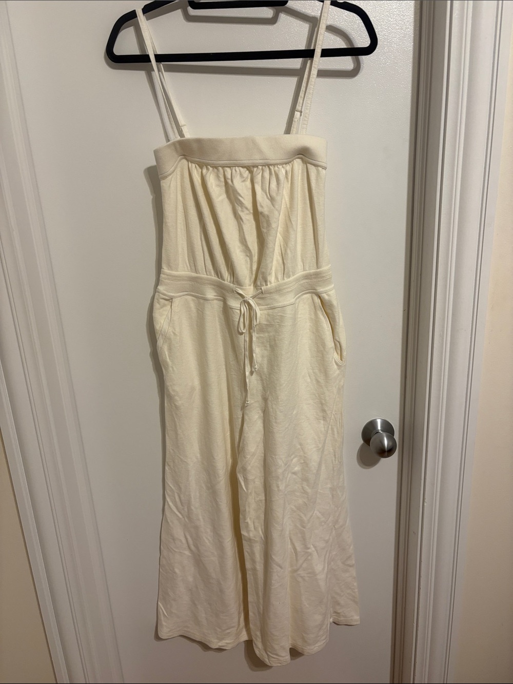 Daily Practice Anthropologie  Cream Drawstring-Waist Jumpsuit